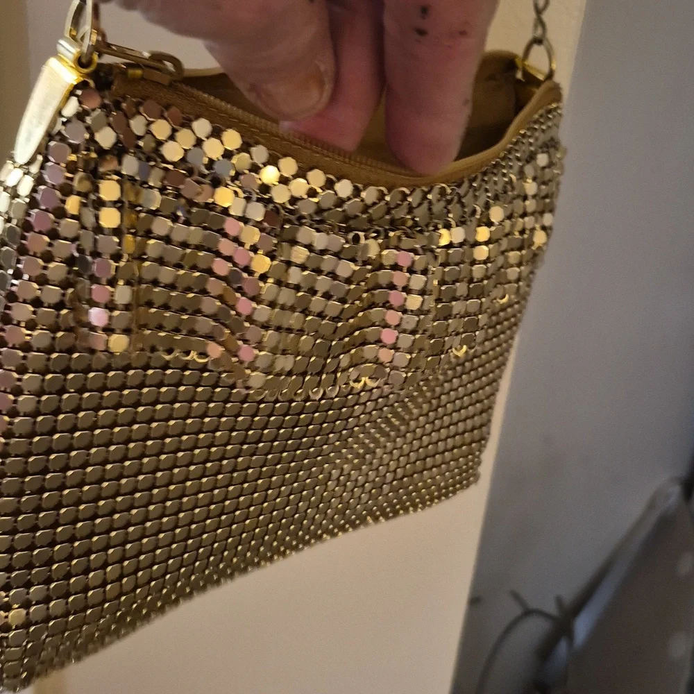 Vintage John Weitz Gold Metal Mesh Evening Chain Strap Bag